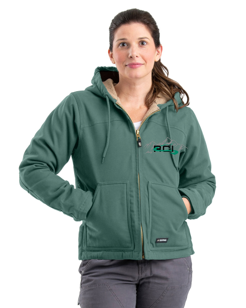 Berne Workwear® WHJ43 Women's Sherpa-Lined Softstone Duck Hooded Jacket BW433