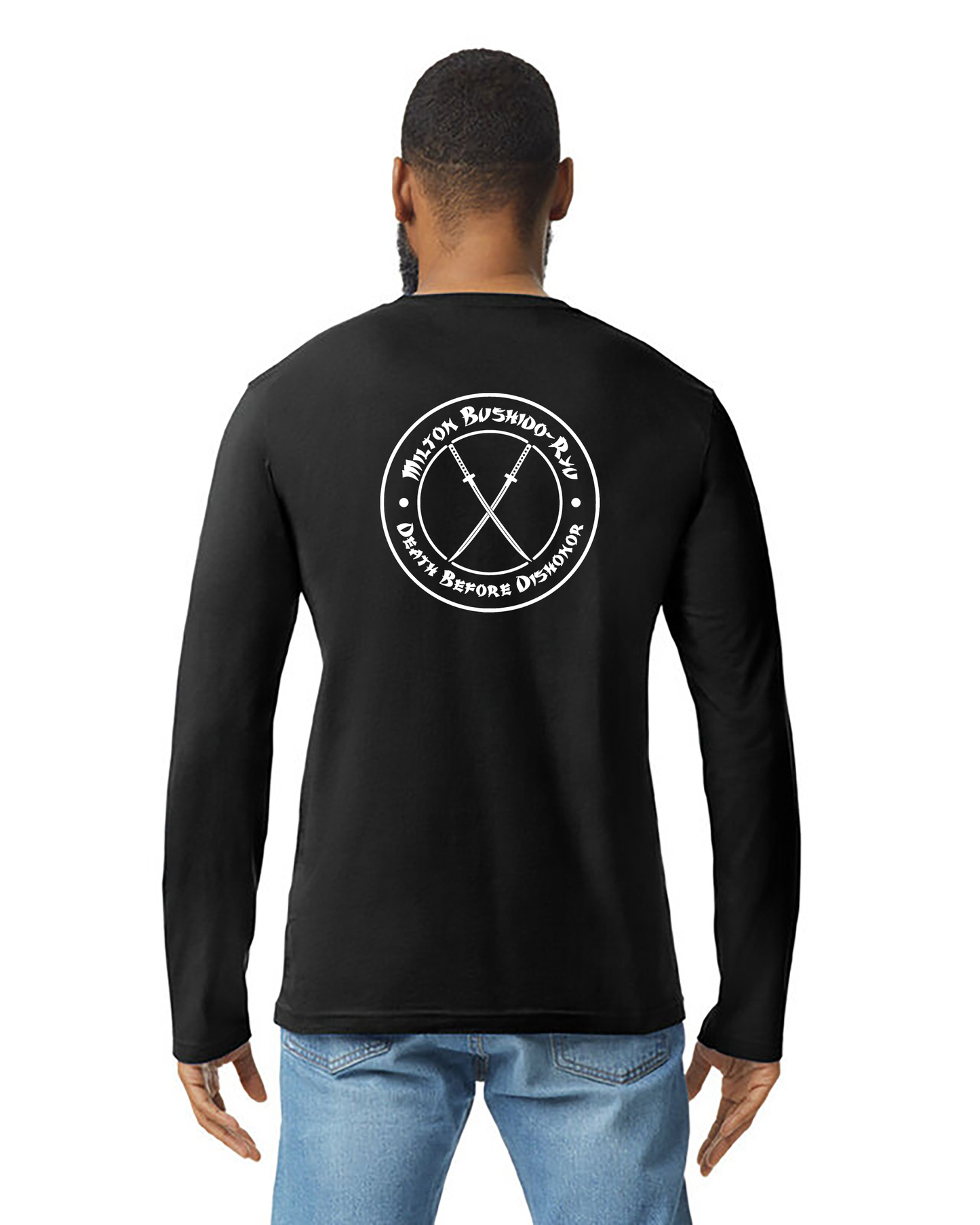 Adult Milton Bushido-Ryu Black Long Sleeve Tee - Flag Sleeve