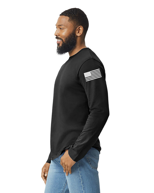 Adult Milton Bushido-Ryu Black Long Sleeve Tee - Flag Sleeve
