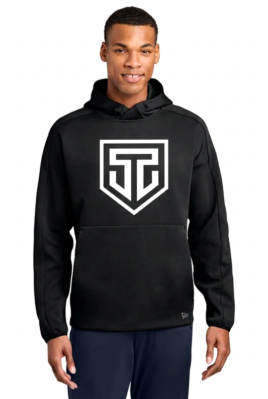 New Era hoodie with smaller Cage 52 front logo