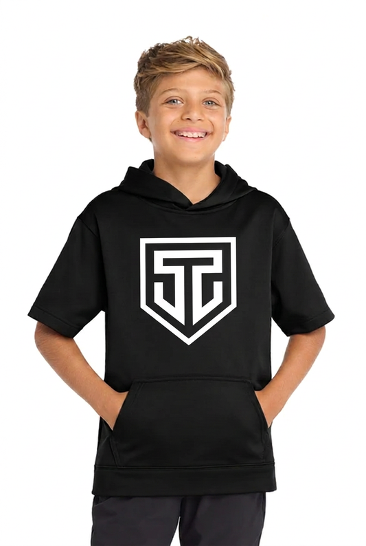 Short-sleeve hoodie with smaller Cage 52 front logo